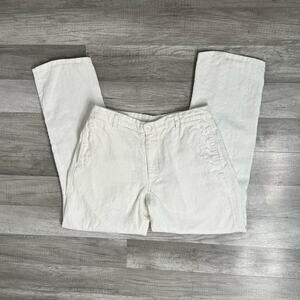 Linen Island Importer Pants White Unlined Tapped Leg Summer Minimalist